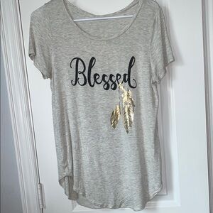 Blessed Graphic Tee - Gray and Gold